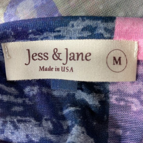 Jess & Jane Burnout Artsy Shirt Abstract Colorful Floral Lagenlook Maximalism-M - Picture 11 of 12